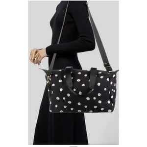 Alice + Olivia Daisy Print Canvas Black Duffel Bag With Matching Bucket Hat